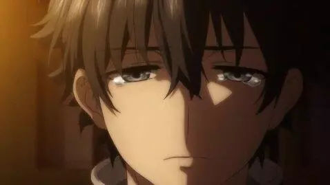 AI Video from prompt: Close up shot of a sad anime boy's face, eyes fi