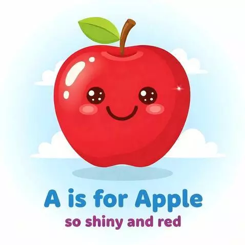 AI Video from prompt: A delightfully cheerful red apple with a big, ha