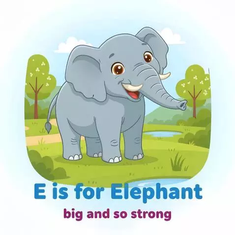 AI Video from prompt: A gentle, smiling gray elephant stands in a sun-