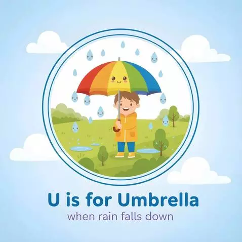 AI Video from prompt: A happy child in a bright yellow raincoat stands