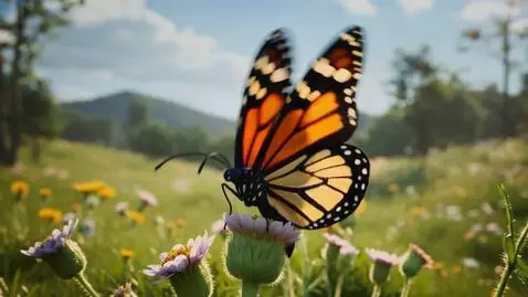 AI Video from prompt: butterfly trying to fly and later  she is bigger