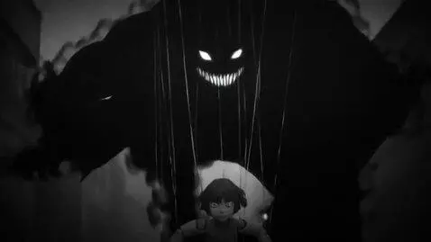AI Video from prompt: The artwork is black and white, dark, anime-styl