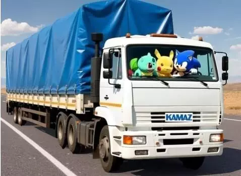 AI Video from prompt: Bulbasaur, Pikachu and Sonic ride in the cabin o