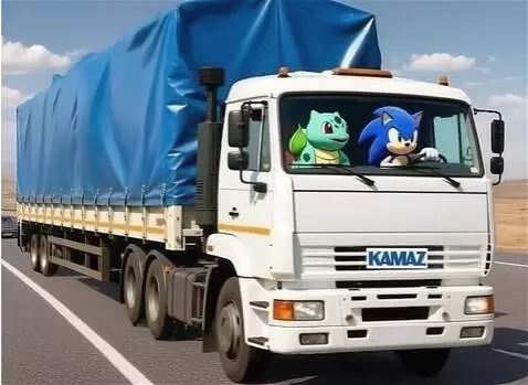 AI Video from prompt: Bulbasaur, Pikachu and Sonic ride in the cabin o