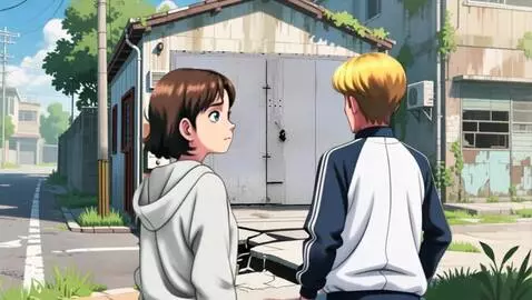 AI Video from prompt: A guy and a girl approach the garage