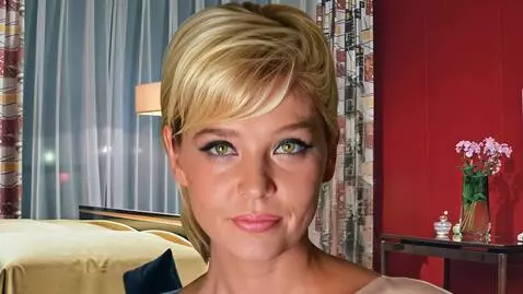 AI Video from prompt: posing, walking around the room, front view, clo