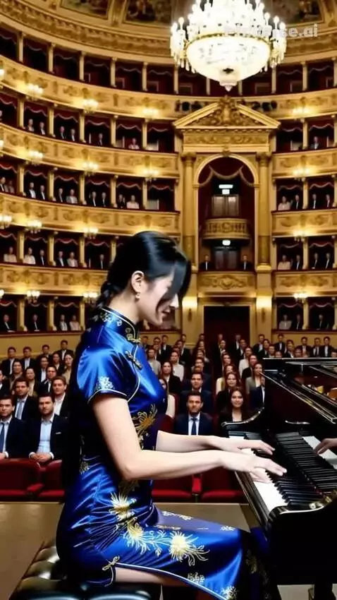 AI Video from prompt: We finished playing the piano and stood up and t