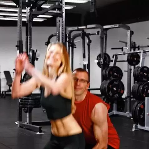 AI Video from prompt: The girl jumps on the guy's back, wrapping her l