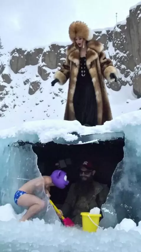 AI Video from prompt: A cinematic winter scene set on the frozen coast