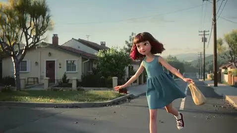 AI Video from prompt: Red bangs Freckles in a row Sveta flies to the b