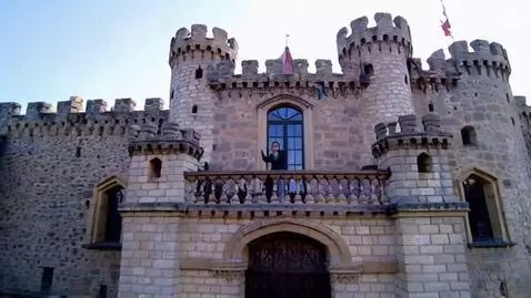 AI Video from prompt: Waving to the crowd from the balcony of a castle