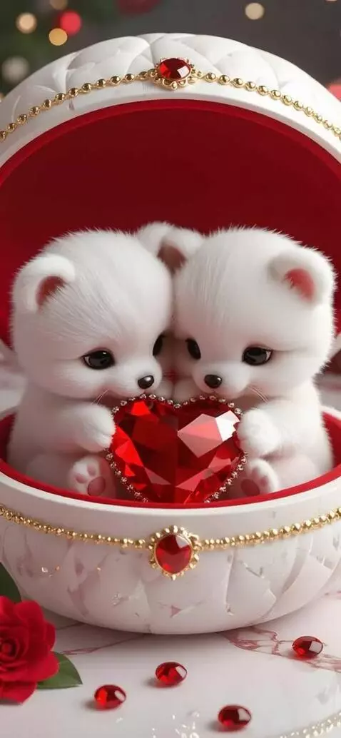 AI Video from prompt: Two bears holding a heart and hugging