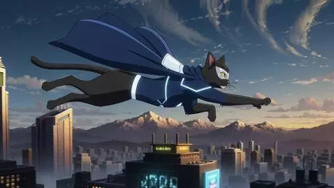 AI Video from prompt: cat hero, anime story