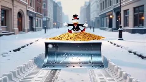 AI Video from prompt: The snowplow is in the center.In the background,