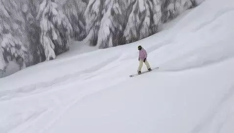 AI Video from prompt: a snowboarder is going fast down a hill snowboar