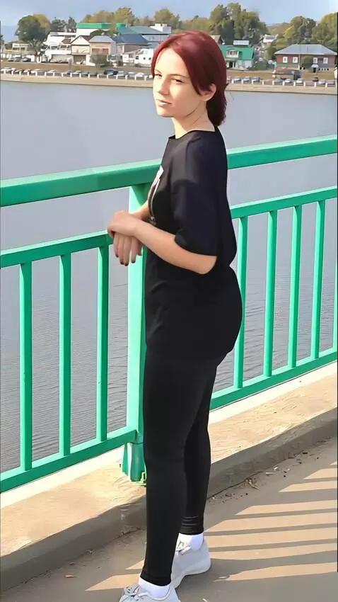 AI Video from prompt: the girl turns her back and bends forward