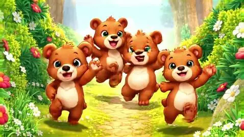 AI Video from prompt: A cute cartoon little bear running and playing i
