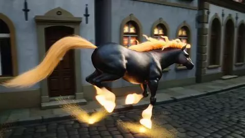 AI Video from prompt: He was flying, not running. His mane of living f