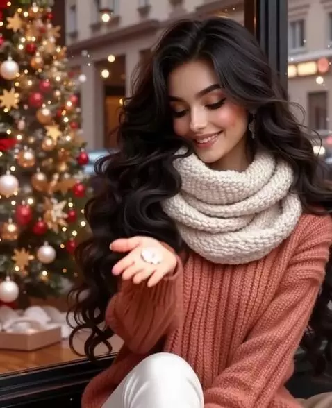 AI Video from prompt: The Girl lowers her eyes, extends her hand and s