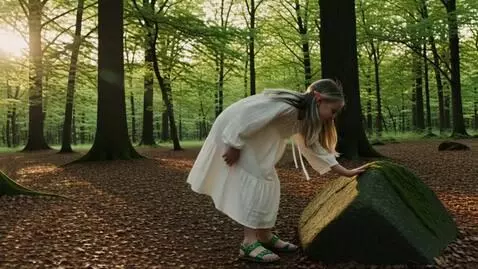 AI Video from prompt: "An elf girl in light summer clothing with rock