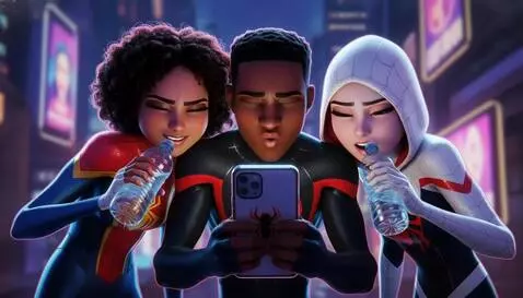 AI Video from prompt: The left and right characters raise their bottle