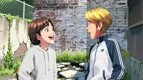 AI Video from prompt: The girl said something smiling, then laughed an