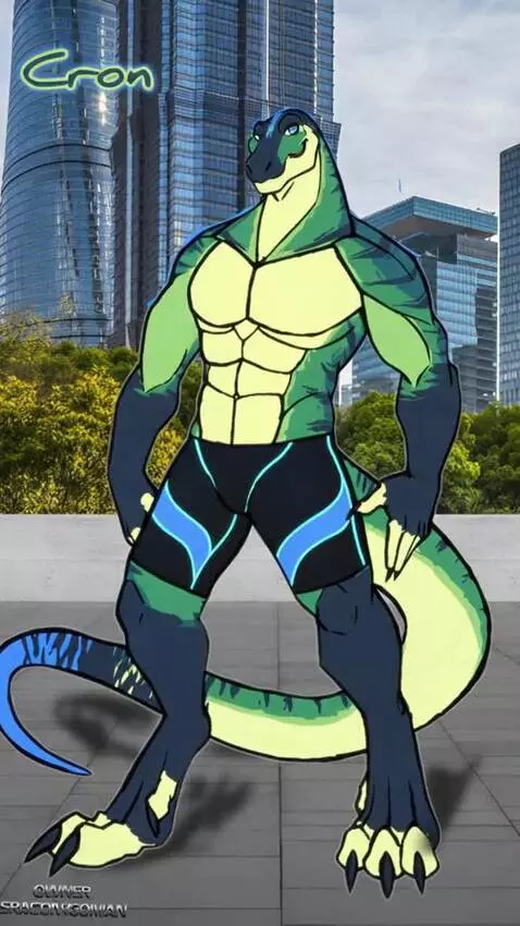 AI Video from prompt: Lizard dude standing with pride with a smile loo