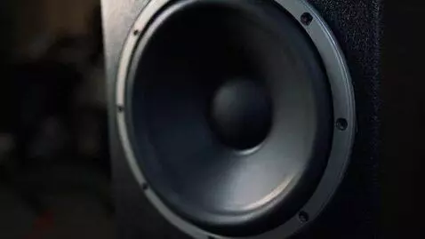 AI Video from prompt: a powerful bass speaker plays