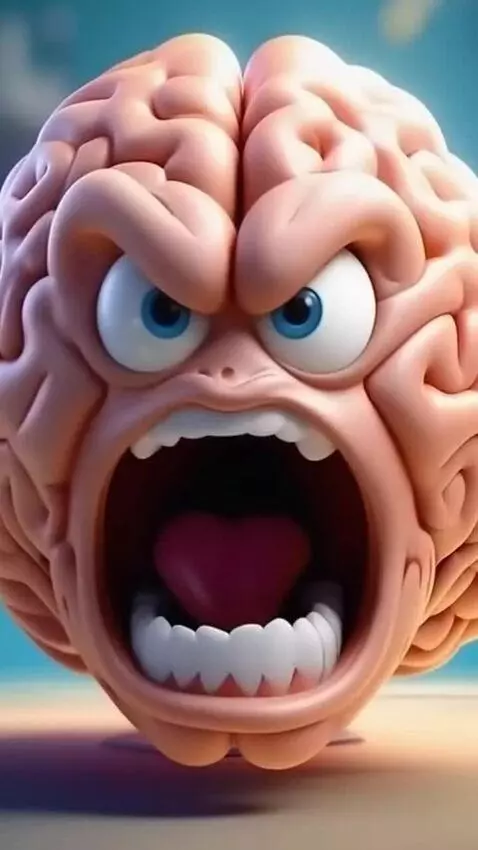 AI Video from prompt: angry brain yells in russian language " Ya tvoy 