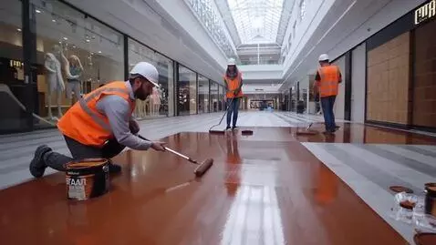 AI Video from prompt: The workers are painting the interior of a large