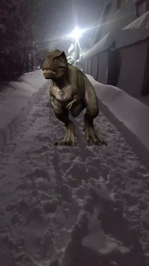 AI Video from prompt: Dinosaur slowly walks to the camera.