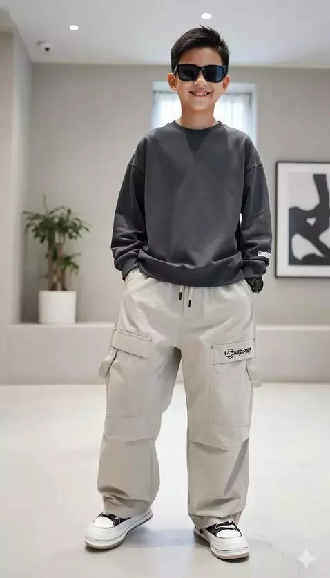 AI Video from prompt: The boy gives a slight smile, fixes his hair, th