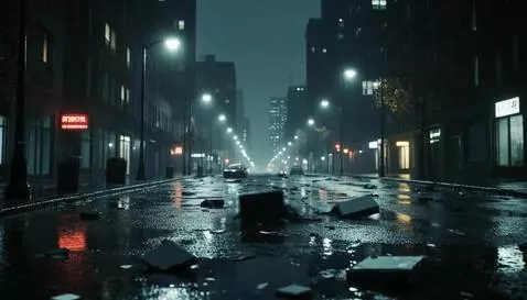 AI Video from prompt: It's dark outside, the wind is tearing off leave