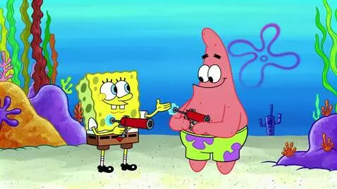 AI Video from prompt: Spongebob and patrick shooting guns while talkin