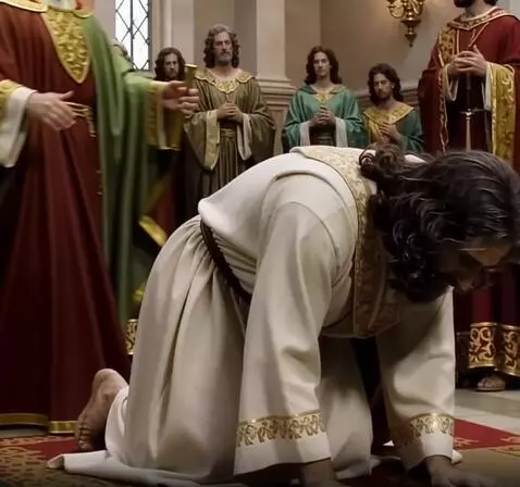 AI Video from prompt: God comes into the Room with Jesus to Bless Him 