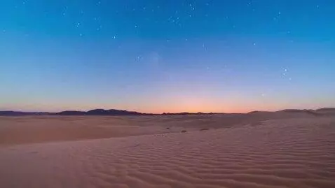 AI Video from prompt: The horizon consists of two parts: the desert be