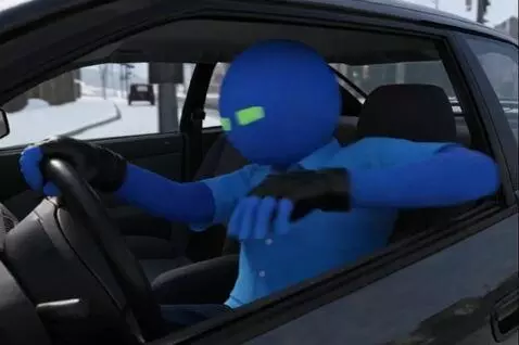 AI Video from prompt: this sticman crashes in the car