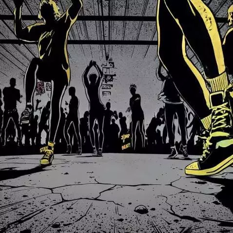 AI Video from prompt: pulsating Underground warehouse, urban DJ party 