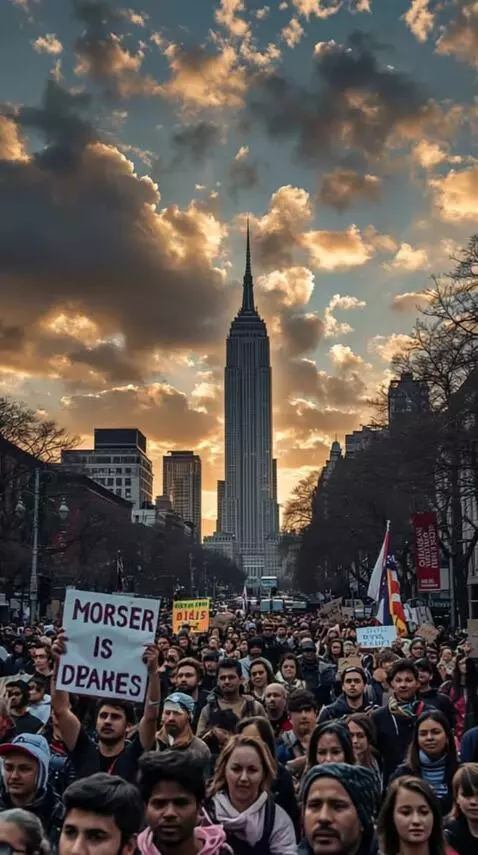 AI Video from prompt: The movement of the column of protesters of peop