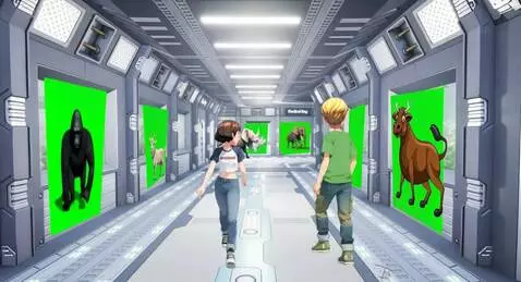 AI Video from prompt: A boy and a girl walk around the zoo. They walk 