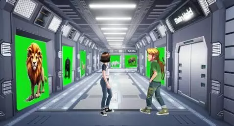 AI Video from prompt: A boy and a girl walk around the zoo. They walk 