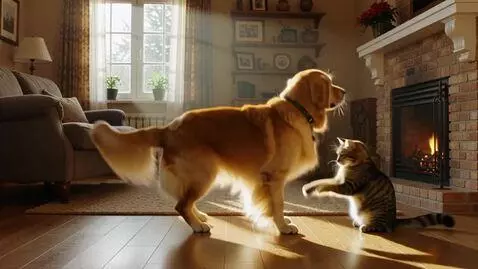 AI Video from prompt: dog dancing with cat