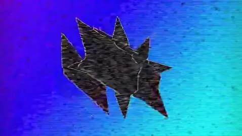 AI Video from prompt: a rock drawing, a blue iridescent gradient is th