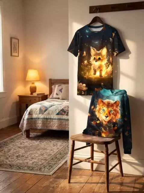 AI Video from prompt: A glowing outline of a fairy-tale fluffy fox cub