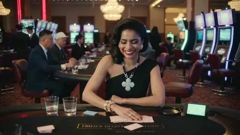 AI Video from prompt: Lady luck wins big in the crowded casino