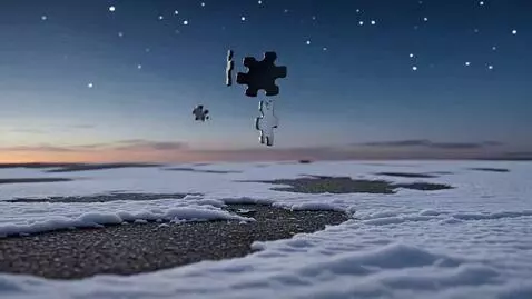 AI Video from prompt: Evening. Small, single-color puzzle pieces slowl