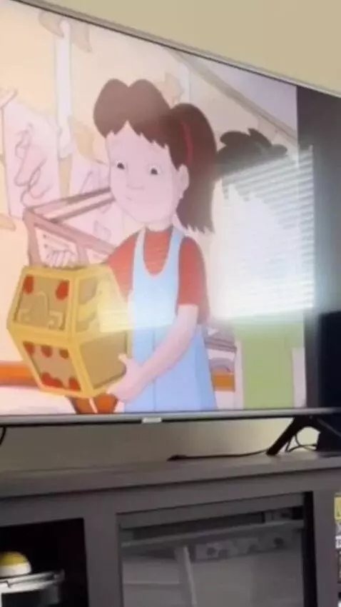 AI Video from prompt: Black smile tv on fire kid scream mommy tv on fi