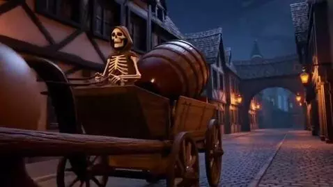 AI Video from prompt: Generate a 4-second video: a skeleton is driving