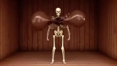 AI Video from prompt: A 2-second video of realism. A skeleton standing