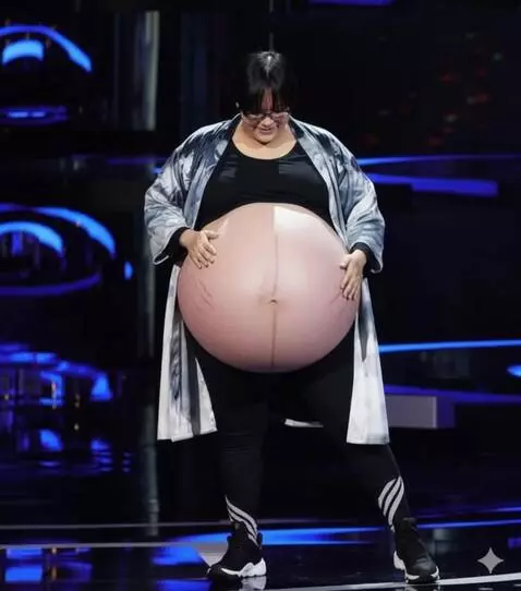 AI Video from prompt: she's happily rubbing her belly